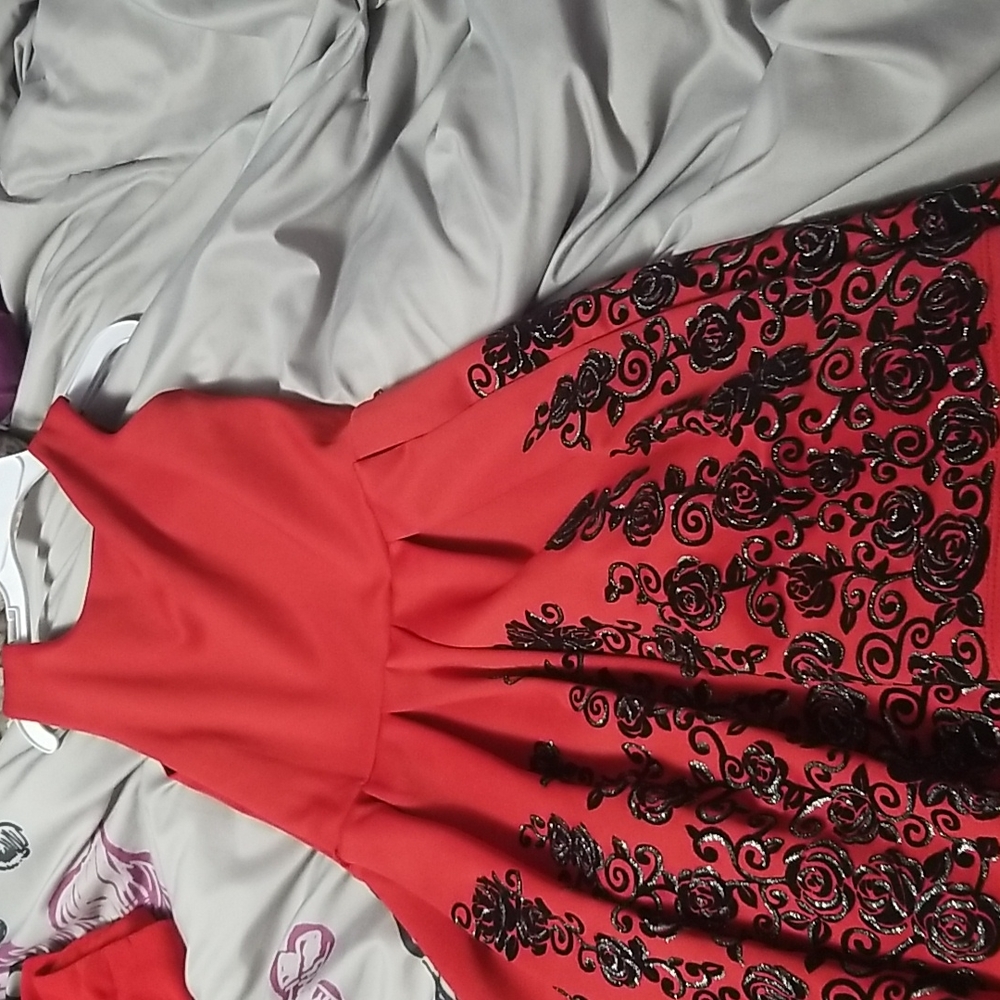 Floral Red Dress